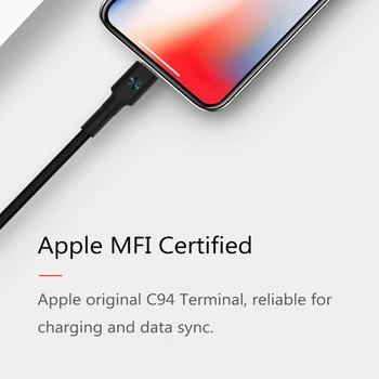 Original MFI-certificeret usb-lightning kabel-kort 0,3 m 1m 2m oplader til iPhone 11 pro xs antal xr 8 7 6s 5 ipad hurtig opladning data