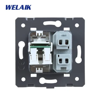 WELAIK EU-Standard-2-hul multi-funktion-socket+computer-Socket DIY-Dele-Uden Glas-Panel A8TSCOW/B