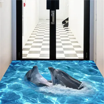 Ocean Dolphin Søstjerner-Gulvtæppe Wall Sticker Indretning Stue Landskab Gulvfliser Vægmalerier Mærkat Badeværelse Vandtæt Tapet