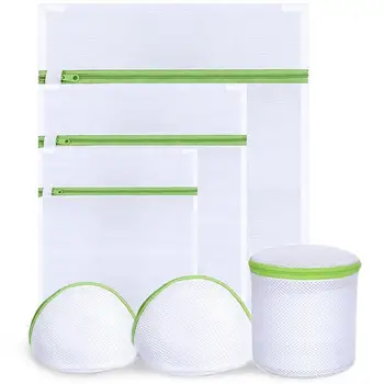 6stk/set vaskepose Snor Bh Undertøj Produkter Tøjvask Tasker Nyttige Mesh Net Bh Vask Pose Lynlås vasketøjspose