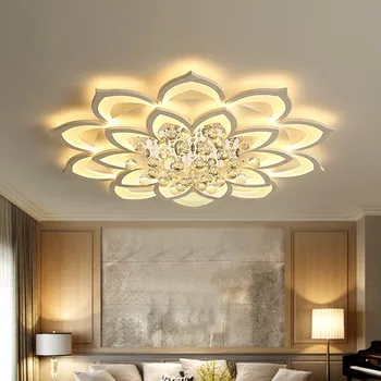 Moderne Krystal LED-loftsbelysning Til Stue Køkken Inventar Lampe Med Fjernbetjening Hjem Soveværelse Belysning Plafon Lustre