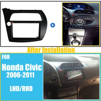 LONGSHI Dobbelt Din Fascia for Honda Civic-Radio, DVD, Stereo Panel Dash Installation Ansigt Ramme med ledningsnet Antenne 2DIN
