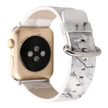 Elegant Stribet Marmor PU Læder Armbånd til Apple-Ur Serie 5 4 3 2 1 Strap Bælte til iWatch 38 40 42 44mm Armbånd Band