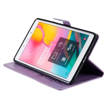 Ny Pige Kat Print PU Læder taske Til Samsung Galaxy Tab ET 8,0 2019 SM-T290 SM-T295 Cover Med Kreditkort Slots Tablet Tilfælde+film+pen