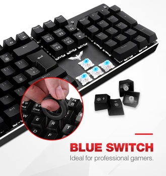 HAVIT Gaming Mekanisk Tastatur 87/104 nøgler USB-Kablet tastatur Blå/Rød Skifte Baggrundsbelyst Tastatur OS/russisk Udgave