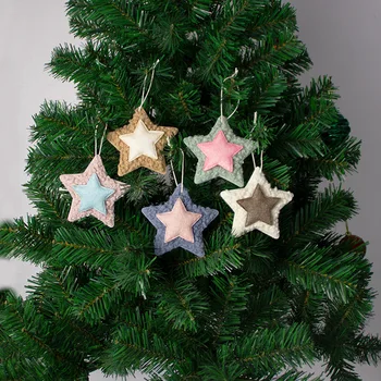 5pcs Jul Fem-Oointed Stjernede Plys Legetøj Glædelig Jul Dekorationer Til Hjemmet Cristmas Ornament Xmas Gaver Nye År 2021