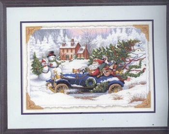 Top Kvalitet Dejlige Søde Tælles Cross Stitch Kit Roadster Santa juletræ Vinter, Sne Mand Snemand DIM 08707