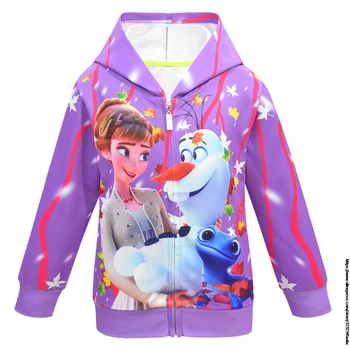 Disney Frosne Elsa Børn Hooded Sweatshirt Drenge Piger Tegnefilm Med Lange Ærmer Lynlås Jakke Kids Foråret Efteråret Bomuld Tøj