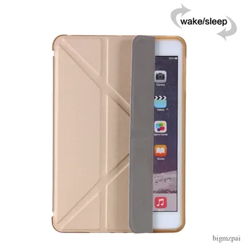 Til iPad Mini 4-Sagen Smart Vågne Op Søvn Flip Stå Ultra Slim Fleksibel TPU Silikone Blød Bagside Forside Beskyttende Dække For mini-4