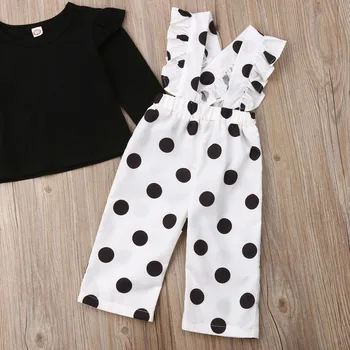 Boutique-Pige Tøj 2019 Kid Baby Pige Toppe Polka Dot Rem Romper Overalls Buksedragt Lange Bukser Outfit