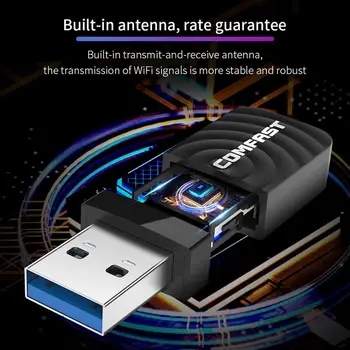COMFAST CF-812AC Trådløse netværkskort 5.8/2.4 GHz Dual-Band, Mini-USB 3.0 1300Mbps Ethernet WiFi Dongle Adapter Modtager