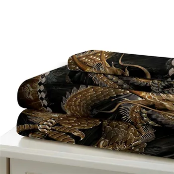 HELENGILI 3D-Sengetøj Sæt Kinesiske Drage Print Duvet Cover Sæt Sengetøj med Pudebetræk Sæt sengelinned boligtekstiler #ZGL02