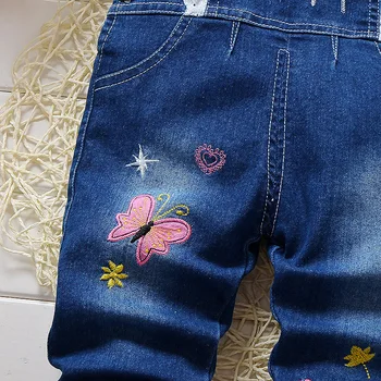 BibiCloa 2020 Kids Bukser Tegnefilm Denim Overall Til Pige Bib Jeans Foråret Efteråret Nye Børn Butterfly Tegnefilm Bukser