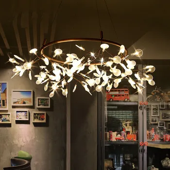 Moderne LED-Lampe Firefly Gren Blad Vedhæng Lys Blomst Ophængning af Lamper Art Bar Restaurant Belysning i Hjemmet