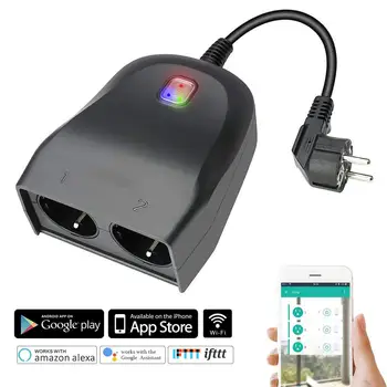 Google startside kompatibel Tuya smart APP udendørs wifi socket EU-standard 2 outlet IPX4 smart vandtæt stik til home automation