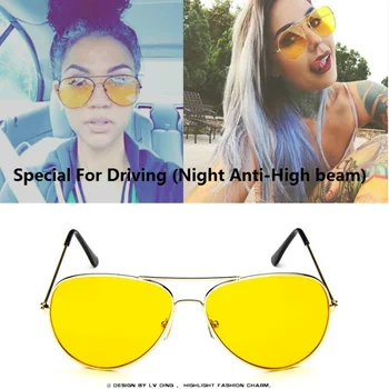 Pilot Night Vision briller Kørsel Gul Linse Klassiske Anti Glare Vision Driver Sikkerhed briller Til Kvinder, Mænd nachtbril gafas de