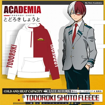 Anime JK Min Helt den Akademiske verden Todoroki Shoto Cosplay Kostume Hoodie Trøje Hvid Rød Mode Toppe Farve Matchende Sweatshirt Hoody