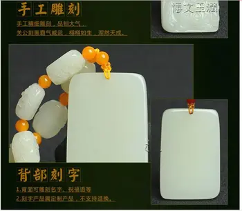 Fantastisk Hvid jade Guan Gong Vedhæng Velsigne Amulet Guan Yu med 18 arhat Perle Hængende Halskæde