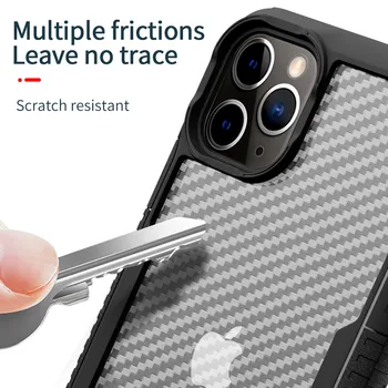 Hårdt Tilbage Dække for iPhone 12 Pro Carbon fiber tekstur Klart Anti-Banke Capa for iPhone-11 Pro Max antal Case til iPhone Mini Hus 12