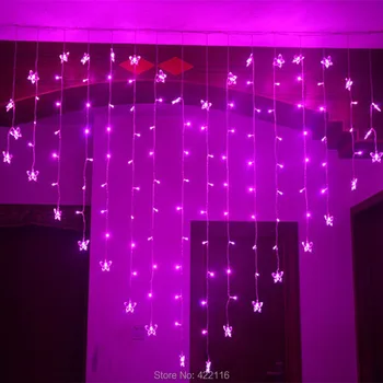 2x1.6m Hjertet Butterfly LED Curtain Icicle String kulørte Lamper Ferie, Jul, nytår Lys Udendørs Bryllup Lys EU/AU/UK