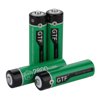 GTF 1,5 V AA 1900mAh USB-AA li-ion Batteri 2800mwh reelle kapacitet li-polymer genopladelige batteri med USB-kabel