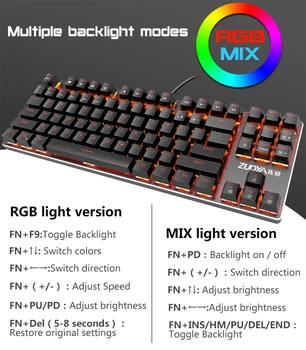 Rigtige Spil Mekanisk Tastatur 87/104 nøgler Blå Sort Rød Switch med LED-lys USB-kablet Ru/OS Gaming-Tastatur til Bærbar PC