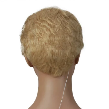 Slanke Kort Menneskehår Parykker Pixie Cut Paryk 613 Blonde Parykker Remy Brazilian Har Naturlige Bølge Korte Parykker Grå Orange Hår Parykker