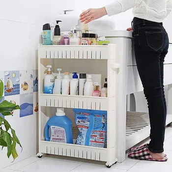 Storage Rack til Køkken, Badeværelse 3 Lag Quiltet Kreative Badeværelse Plast Multi-funktion-Gulvtæppe Klip Snack Hylde