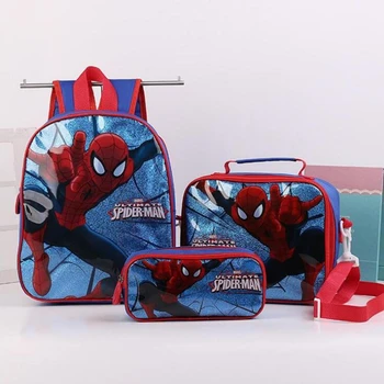 Spider-Man Kids Skole taske Disney Frosne Elsa Prinsesse Rygsæk 3pcs/set Børnehave Tegnefilm Taske Toddler Børn drenge schoolbags