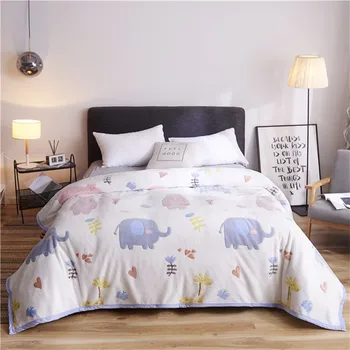 Ny tegnefilm fleece flannel tæppe elefant blomst trykt varmt, blødt blandets dreng pige sengetøj Twin sengetæpper hjem tekstil