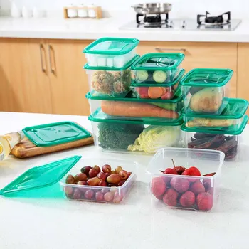 20pcs/Set Moistureproof Køkken Storage Box Sealing Konservering af Fødevarer Plast Frisk Pot Container Gennemsigtig Forseglet Skarpere Sæt