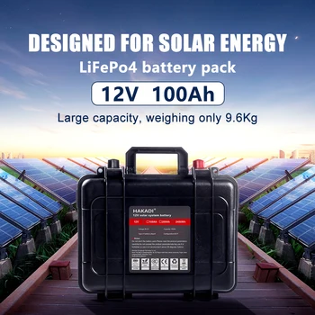 HAKADI 12v 100ah Deep Cycle Lifepo4 Lithium-jern-Fosfat Batteri, bms Indbygget i Golf Cart Ev Rv Solenergi Opbevaring af Batteri