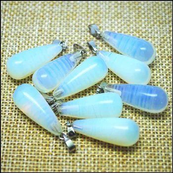 5pcs natur perle sten tear drop waterpendants jadee steg quartzz opal glas smykker resultater naturlige semi ædle sten 11x25mm