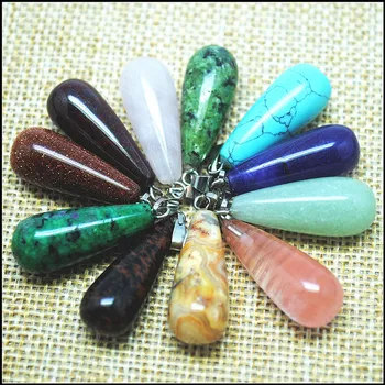 5pcs natur perle sten tear drop waterpendants jadee steg quartzz opal glas smykker resultater naturlige semi ædle sten 11x25mm