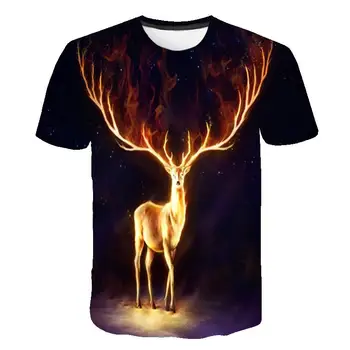 Glødende hjorte dyr 3 d print mand, børn t-shirts med korte ærmer harajuku/hjort t-shirts S - 6 xl generelt kode antal