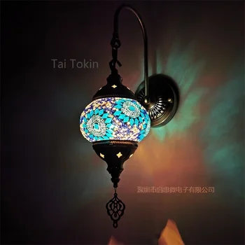 E14 Nyeste Middelhavs-stil Art Deco tyrkisk Mosaik Væg Lampe Håndlavede mosaik Glas romantisk væglampe