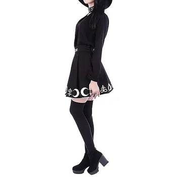 Nederdele dame 2020 koreansk stil nederdel Kvinder Gotisk Punk Hekseri Moon Magic Spell Symboler Plisseret Mini Nederdel nederdel, casual