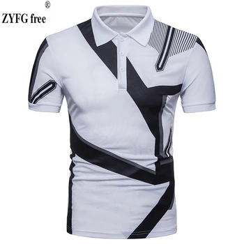 2018 Nye Toppe, polo shirt Mandlige Afslappet stil fashion brand sommeren geometri patchwork kortærmet POLO shirt kjole mænd EU/USA-størrelse