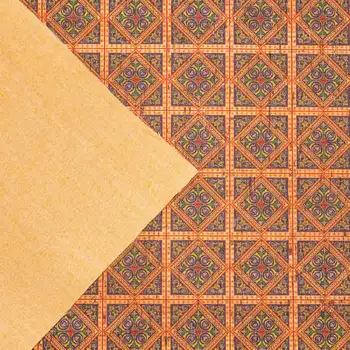 Orange firkant keramiske fliser mosaik mønster, kork, læder, stof, kork væv, kork plade, naturligt materiale, COF-260