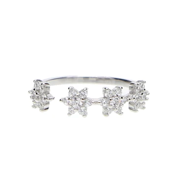 2020 SPRING flower design 925 sterling sølv minimal smykker drop shipping åbne justere kvinder cz blomst søde ring 925 sølv