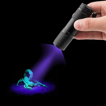 Mini Lommelygte 9LED Violet Lommelygte Fluorescerende Opdagelse Lys Fabrikken Direkte LUZ LED-Lampe Bærbar Lys med Rem