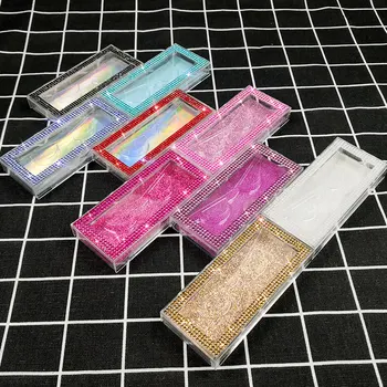 NYE glitter rhinestone 8-22mm falske øjenvipper emballage falske 3d-mink-vipper kasser faux cils lash strip Tilfælde Tomme