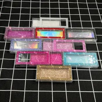 NYE glitter rhinestone 8-22mm falske øjenvipper emballage falske 3d-mink-vipper kasser faux cils lash strip Tilfælde Tomme