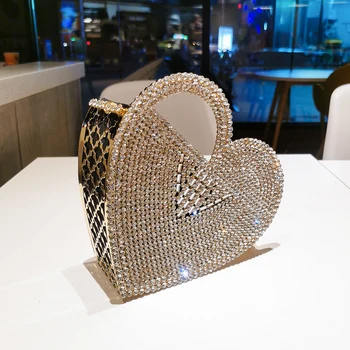Hjerte-Formet Pude Aften Kobling Taske Kvinder 2020 Nye Designer Håndlavede Hule Metal Pung Kreative Damer Håndtaske Søde Piger