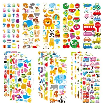 3D Stickers til Børn Småbørn 500 Puffy Klistermærker Række Pack Tegnefilm Mærkat