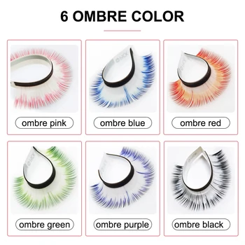 Seamulan eyelash extension farverige lash mix længde falske vipper naturlige bløde enkelte eyelash regnbue farvet Imiteret øjenvipper
