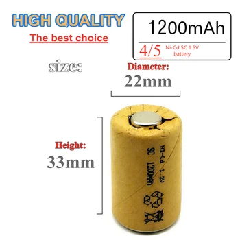 ZONE EN høj kvalitet 4/5 SC batteri NI-Cd 1,2 V genopladeligt batteri 1200mah, ingen tab, for LED power tools