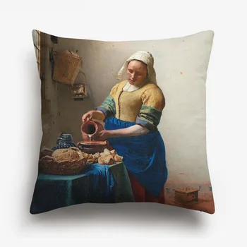 Verdens Berømte Oliemaleri Johannes Vermeer, Pige Med Perleørering Den Malkepige Oliemaleri Da Vinci Picasso Pudebetræk