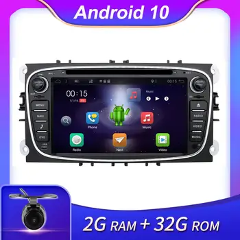 Bil DVD-Afspiller Til Ford Focus 2 Android 10.0 2GB+32GB Wifi BT GPS Navi 2 Din Autoradio CD-Stereo-Afspiller, DAB-Carplay TV 4G