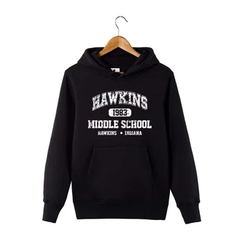Vinteren sweatshirts mænd fremmed ting hættetrøjer Retro design Jersey Hawkins Skole Bomuld Casual sweat homme hoodie sweatshirt
